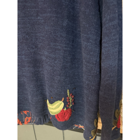 Vintage Tiara International Zip Sweater Embroidered Fall Autumn Sweater Sz L - Picture 7 of 8